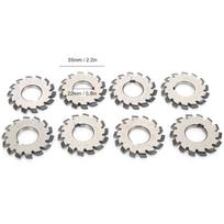 8Pcs Involute Gear Milling Cutter Set High Speed Steel Cutting Tools 14.5° 55mm 22mm