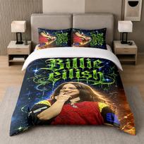3 dalių patalynės komplektas, Billie Eilish 1 antklodės užvalkalas ir 2 pagalvių užvalkalai, Spausdinta patalynės dekoracija svečių kambariui 140cmx200cm