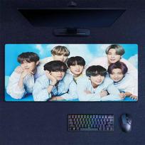 BTS Mouse Pad, Large Gaming Desk Mat, Non-slip XXL Mousepad for Laptop & Tablet, Mini PC Playmat with Stitched Edges 40cmx90cm(15.7x35.4inch)