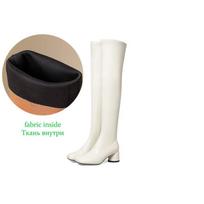 Krazing Pot Microfiber Autumn Winter Shoes Med Heels Brand Shoes Big Size 45 Size 44 Size 46 Women Keep Warm Stretch Over-the-knee Boots 40 black