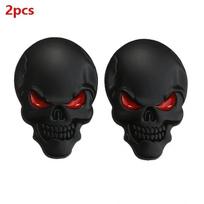 2PCS 3D Metal Skull Car Emblem - Pirate Skeleton Badge for Auto Body Rear Trunk, Buccaneer Sticker Decal Universal Fit juoda