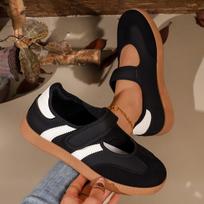 Women's Plus Size Mary Jane Velcro Shoes - Thick Sole Casual Ballet Sneakers for Spring/Summer 39 juoda