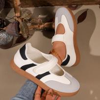 Women's Plus Size Mary Jane Velcro Shoes - Thick Sole Casual Ballet Sneakers for Spring/Summer 38 beveik baltos spalvos