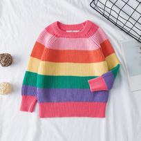 Vaikiškas vaivorykštės rašto megztinis – Unisex, šiltas, rudens/žiemos drabužis 3Y (100cm) red