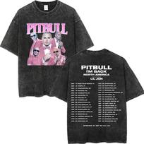 Vintage Washed Pitbull I'm Back Tour 2026 T-shirt Rapper Mr. Worldwide Graphic T Shirts Men Women Fashion Trend Hip Hop T-shirts2 3XL black