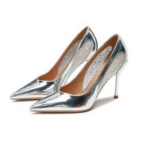 Simple Pointed Thin Heel High-heeled Shoes Women Autumn  New Patent Leather Sexy Single Shoes Women 37