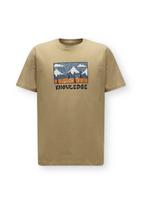 KnowledgeCotton Apparel Marškinėliai tamsiai mėlyna / šviesiai ruda / oranžinė / juoda
