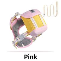 New Dog Chest and Back Straps, Small and Medium-sized Pet Leashes, Portable Pet Backpacks, Teddy Small Backpacks L rožinė