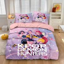 KPop D-Demon Hunters Viengulis patalynės komplektas Helovino kostiumo patalynės komplektas - 2-3 dalių antklodės, užvalkalo, pagalvės užvalkalo komplektai US Twin(172x218cm) white