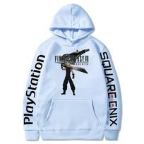 Cloud Strife Buster Sword Hoodies Final Fantasy VII Rebirth Pullovers Hot Game Harajuku Aesthetic Sweatshirts Unisex High Street 2XL white