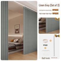 Kambario daliklis, durys be gręžimo, sulankstoma užuolaida miegamajam ir svetainei, privatumui. Suitable for width 50-70: Curtain 100x180, 1 Piece gray