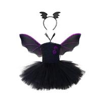 Vaikų Mergaičių Šikšnosparnio Kostiumas Helovinas Vampyrų Cosplay Kostiumų Rinkinys Šikšnosparnio Sparnų Tutu Suknelė Šikšnosparnio Sparnų Lankelis Apsirengimo Šventė L black