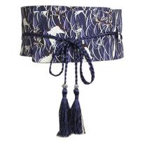 Išskirtiniai moteriški kimono juosmens diržai (Obi) japoniško stiliaus, rankomis siuvinėtas juosmens diržas, platus diržas, peteliškė, apvyniojamas juosmens diržas suknelėms mėlyna
