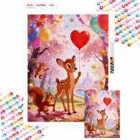 Disney 5D Diamond Painting Kit Bambi & Friends Heart Garden Home or Office Home Decor Art Diamond Painting Kit Round 40x50cm pink