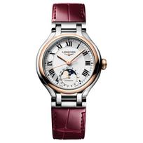 LONGINES Elegant Series Automatic Mechanical Movement 30 Meters Waterproof White Dial Stainless Steel Case Alligator Leather Strap L8.126.5.71.2 balta