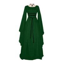 Majestic Long Bell Sleeve Women's Vintage Dress For Comic-con And Carnivals Green,XL black