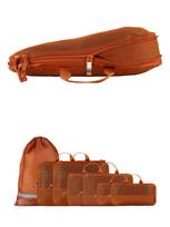 TRAVEL DUDE Kelioninis krepšys 'Packing Cubes Set 7 Teilig mit Kompression, Packwürfel, Packtaschen Set für Rucksack & Koffer' tamsiai oranžinė