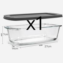 Glass Loaf Pans for Baking Bread with Lids 1800ml Glass Loaf Pan Oven, Dishwasher, Fridge, Freezer & Microwave Safe, Bread Pan gray