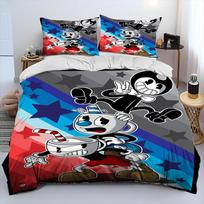 Cuphead And Mugman,Game Gamer Comforter Bedding Set,Duvet Cover Bed Set Quilt Cover Pillowcase,King Queen Size Bedding Set Kids EU Single 135*200cm/53x79in 3pcs black