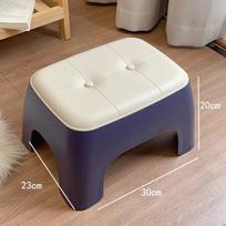 Cushionedded ShoeChanging Bench Stackable Low Stool MultiFunctional Household Furniture for M_Purple white