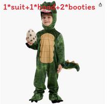 Dinosaur Halloween Onesie For Kids With Polyester Fabric And Fun Cartoon Design For Costume Party XXL žalia
