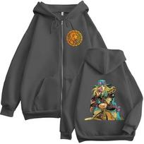 Anime JoJo Bizarre Adventure STEEL BALL RUN Diego Brando Zipper Hoodies Men's Women Zip Up Hooded Sweatshirts Jackets Coats S black