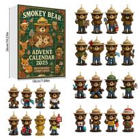 Kalėdų Advento kalendorius 24 dienos Akrilinė dėžutė su animacinių filmukų dekoru Šventės vakarėlio dovanoms Smoked Bear