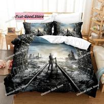 Metro exodus Bedding Set Printed single Comforter Quilt Bed Cover Duvet Cover Pillow Case 3 Pieces Sets Kids Adult Size Game Bed EU Single 135*200cm/53x79in 3pcs gray