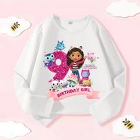 Gabby Dollhouses Digit 1-9 Children Sweatshirt Girls Cute Birthday Pullover Kids Spring Autumn Long Sleeves T-shirt 160 white