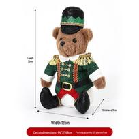 Nutcracker Soldier Teddy Bear Plush Christmas Decoration žalia