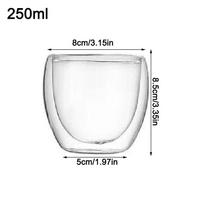 150/250/350/450ml Aukšto borosilikatinio stiklo dvigubo sluoksnio stiklinis puodelis gėrimams, pieno puodelis, sulčių puodelis 250ml white