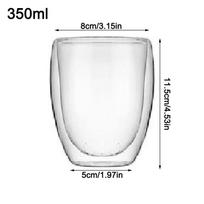 150/250/350/450ml Aukšto borosilikatinio stiklo dvigubo sluoksnio stiklinis puodelis gėrimams, pieno puodelis, sulčių puodelis 350ml