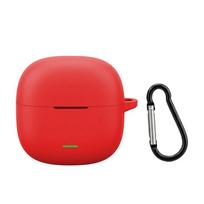 Silicone Earphone Protective Case For Redmi Buds 8 Active, Soft Shockproof Cover with Visible LED & Carabiner For Redmi Buds 8 Active raudona