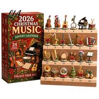 Dovana muzikos mylėtojams Kalėdų Advento kalendorius 2026, 24 mini muzikos instrumentų stalo šventinės dekoracijos Atgalinės atskaitos kalendorius, muzikantas Three-dimensional? beige