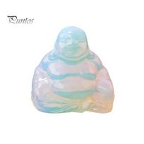 Carving Buddha Figurine Natural Stone Positive Healing Energy Colorful Hand-carved Decorative Sculpture Laughing Statue Desktop Decoration Birthday A white