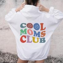 Šaunūs mamų klubo megztiniai Megztiniai estetiški gatvės stiliaus unisex moteriški grynos medvilnės kabučių megztiniai su gobtuvu 3XL balta