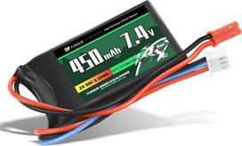 Lipo Battery 2S 7.4V 450mAh 50C with JST Connector – High Power for RC Models – Soft Case, Silicone Wire juoda
