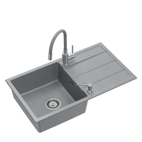 Granito plautuvė Quadron Ultra Flexi SDR7744SZ_3323503GR su lanksčiu maišytuvu ir dozatoriumi, pilka