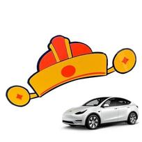 Tesla Model 3/y Kalėdinė automobilio emblemos lipdukas Šventinis lipnus vandeniui atsparus Kalėdų Senelio kepurės ragų lipdukas Šventinės prekės balta