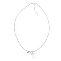 Elegant Bowknot Necklace Choker Bow Necklaces for Women Girls Adjustable Chain 1 white