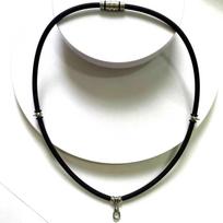 Thailand Stainless Steel Buddha Amulet Necklace with Three Silicone Pendants for Men and Women 70cm gray