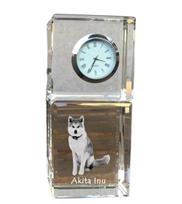 Akita, Akita Inu - crystal clock with a photo, a photo of a dog in crystal, personalized desk clock by Art-Dog brand skaidri