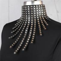 O-ring Sexy Choker  Necklaces Black Adjustable PU Leather Punk Stud Women Choker Kitty Collar Submissive Valentine's Gift gray