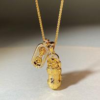 Luxury Real Gold Jewelry Certifid Ancient Pixiu Necklace Pure Gold Rotating Vajra Pendant Necklace auksas
