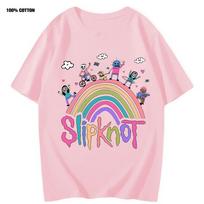 Two Sided Printed Camiseta Slipknot Tshirt Hot Sale Oneck Short Sleeve Comfortable Breathable Tee Summer Pure Cotton Rock Tee 4XL beige