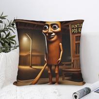 Tung Tung Tung Sahur Square Pillow Case Italian Brainrot Cushion Covers Customized Zipper Decorative Throw Pillow Case Cover 60X60CM brown