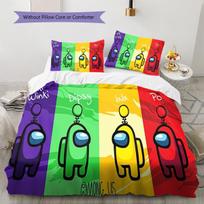 Among Us Pattern Bedding,Quilt Set Quilt Cover Pillowcase Home Birthday Gift (1 * duvet cover + 2 * pillowcase, without core) 155x200cm