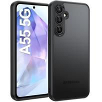 Samsung Galaxy A55 5G Matte Hybrid Case with Camera Protection, Clear/Black