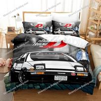 Initial D Ae86 Premium Luxury Bedding Set Japan Cartoon Soft Duvet Cover Plush Comforter Bedspread Twin/Single Size Printed EU Single 135*200cm/53x79in 3pcs black