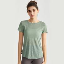 Weiman Bamboo Yarn Quick-Dry Cross Hollow Back Yoga T-Shirt Large gray
